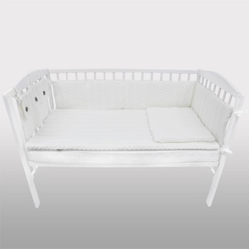 EKO Плетен комплект за бебешко креватче бял (kpo-02 white)