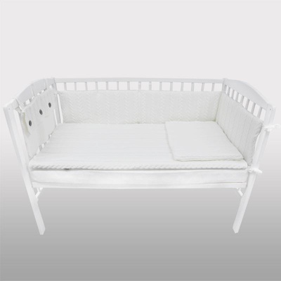 EKO Плетен комплект за бебешко креватче бял (kpo-02 white)