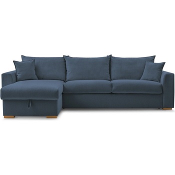 Bobochic Тъмносин разтегателен ъглов диван от рипсено кадифе (променлив) Augustin - Bobochic Paris (WT-WOOD-NR3.5-W_1 P1264 N.MI)