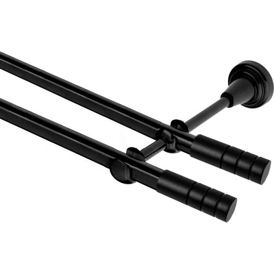 OK-GarnýžeCZ Garnýž kovová dvouřadá 19mm Techno double černá 300 cm do stěny / na tunýlek - bez kroužků