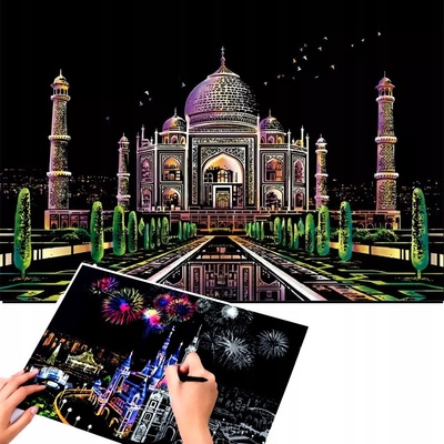 Škrabací obrázok farebný Taj Mahal 40,5x28,5cm A3