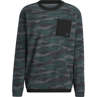 adidas Texture-Print Crew Sweatshirt Panske black/grey six/shadow green