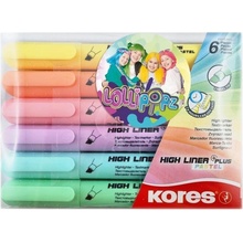 Zvýrazňovače Kores High Liner Plus Pastel LOLLIPOPZ - 6 pastelových barev