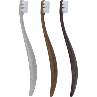 Promis Ekologická zubná kefka set Wood Soft přírodní 3 ks