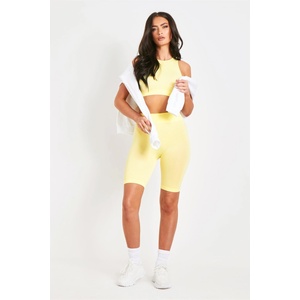 Missy Empire Къси панталони Missy Empire Ribbed Seamless Cycling Shorts - Lemon