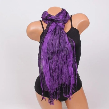 Image 1 of Шал в лилаво и черно с пепитен десен и ресни