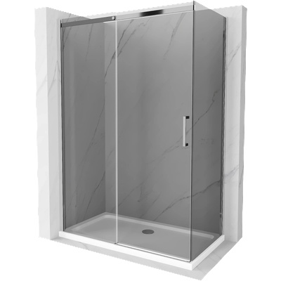 Mexen Omega плъзгаща се душ кабина 130 x 70 cm, графит, хром + бял поддушов плот Flat - 825-130-070-01-40-4010 (825-130-070-01-40-4010)