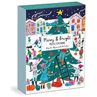 Galison Louise Cunningham Merry and Bright 12 Days of Christmas Advent Puzzle Calendar | Galison