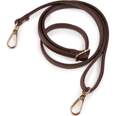 Koženkový popruh / ucho na kabelku s karabinami šíře 1 cm hnědá tmavá 1 ks