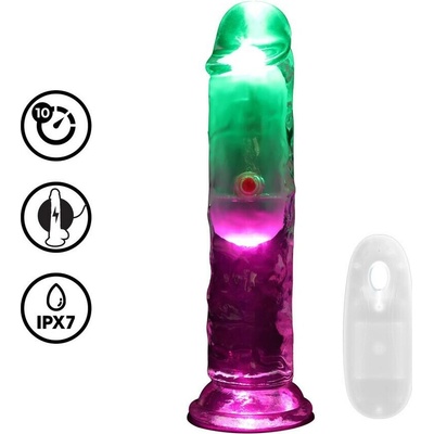 RealRock LED svietiace vibračné dildo 15 cm