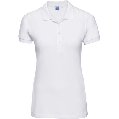 Russell Athletic 566f / Дамска еластична поло тениска с къс ръкав - бяла xxl (10566f00105)
