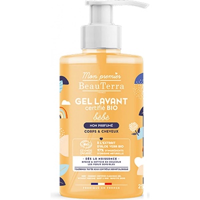 BeauTerra bébé organický dětský sprchový gel bez parfému 750 ml