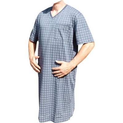 Xcena pánská noční košile kr.rukáv do V s kapsičkou tm.šedé