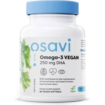 Osavi Omega-3 Vegan, 250 mg DHA, 60 гел капсули, Osavi