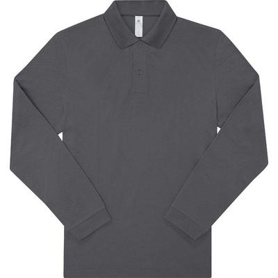 B&C My Polo 210 LSL Piqué polo tričko s dlhým rukávom sivé dark