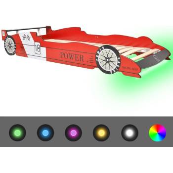 Vidaxl 243936 Dětská s LED postel závodní auto červená