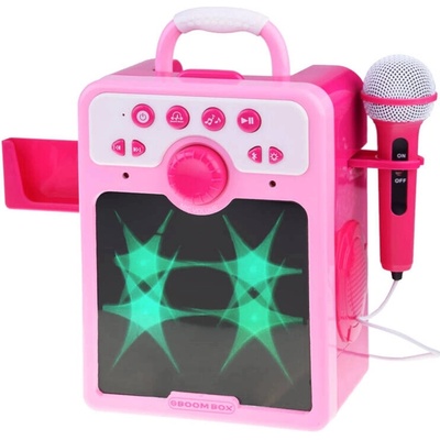 JOKO Detský Karaoke Reproduktor s Mikrofónom vstup USB a MP3 ružový