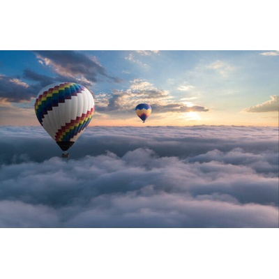 Plakát, Obraz - Colorful hot air balloon flying above the clouds, guvendemir, 40 × 26.7 cm