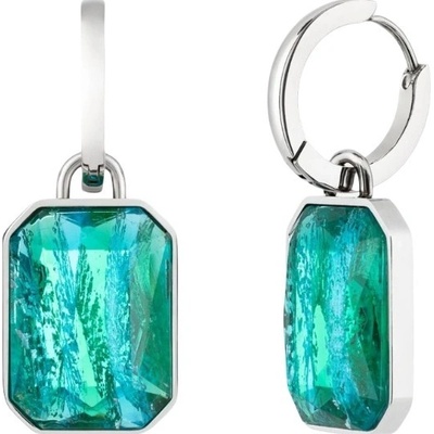 Preciosa ocelové náušnice kruhy s ručně mačkanými kameny českého křišťálu Preciosa Ocean Emerald 7445 66