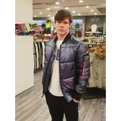 Alpha Industries MA-1 Puffer TAPE pánska zimná bunda rep blue modrá