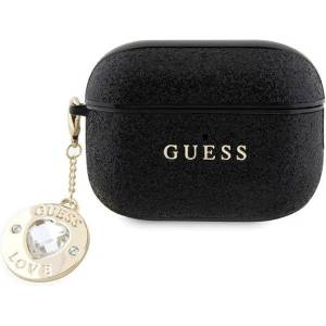 Guess Кейс Guess GUAP2PGEHCDK за AirPods Pro 2, черен, Fixed Glitter Heart D (3666339171216)