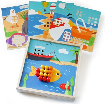 Bigjigs Toys - Детска дървена мозайка - Морски картини