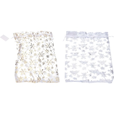 Sáček ORGANZA Vločky 20x30 cm Vánoce