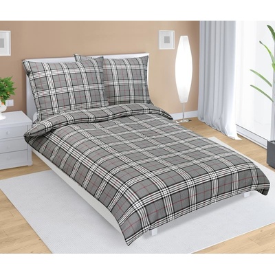 Bellatex povlečení krep šedé káro 140x200 70x90