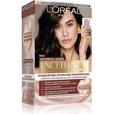 L'Oréal Excellence Universal Nudes перманентната боя за коса цвят 2U Darkest Brown