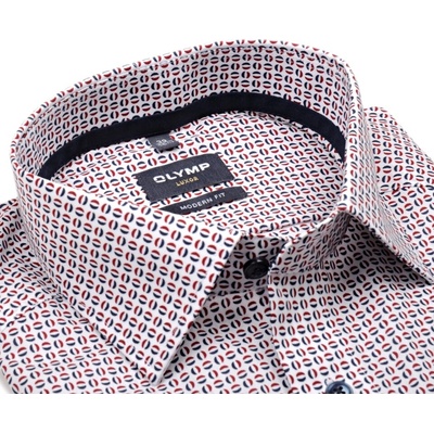 Olymp Modern Fit košile s červeno-modrými elipsami