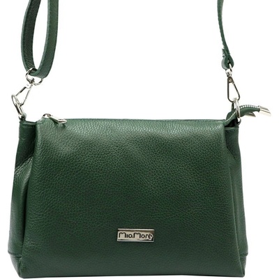 Mia More Tříoddílová malá /střední tmavěkožená crossbody kabelka no. 002 zelená
