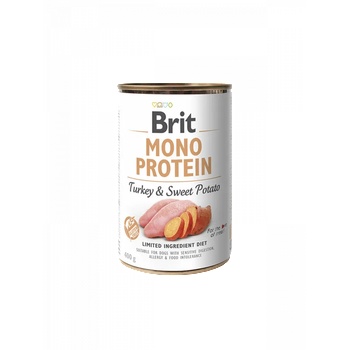 Image 1 of Brit Mono Protein Turkey & Sweet Potato със 70% прясно пуешко месо и 5% сладки картофи 400гр
