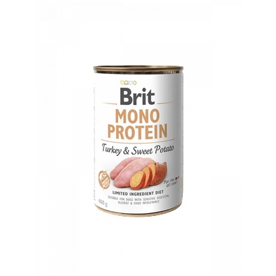 Brit Mono Protein Turkey & Sweet Potato със 70% прясно пуешко месо и 5% сладки картофи 400гр