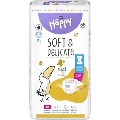 Bella Baby Happy 4+ Maxi Plus 9–15 kg 56 ks