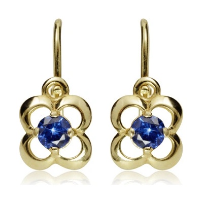 Zlatnictví U Kostela dětské zlaté náušnice modré kytičky 22360978