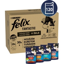 Felix Fantastic hovädzie kuracie losos tuniak v želé 120 x 85 g