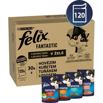 Felix Fantastic hovädzie kuracie losos tuniak v želé 120 x 85 g