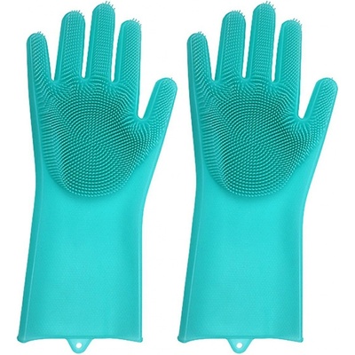 APT AG672C Silikónové rukavice na umývanie riadu - zelené