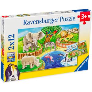 Ravensburger Пъзел Ravensburger от 2 x 12 части - Животни в зоопарка (7602) - ozone