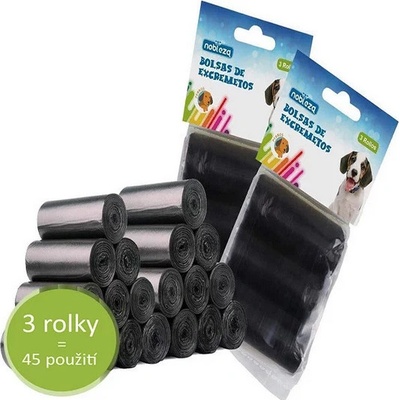 Nobleza Sáčky na exkrement 3 rolky čierne 3 x 15 ks