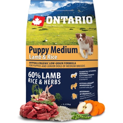 Ontario Puppy Medium Lamb and Rice 2,25 kg
