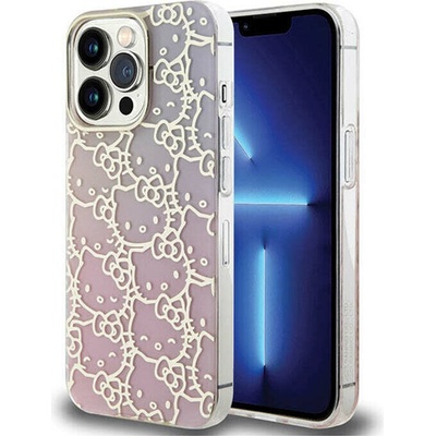 Hello Kitty Hardcase IML Gradient Electrop Crowded Kitty Head kryt na iPhone 14 Pro – ružový KF2345641
