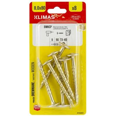 Klimas Wkret-Met 8x80mm - 8 ks - Konštrukčná skrutka s tanierovou hlavou TX, BWKCP