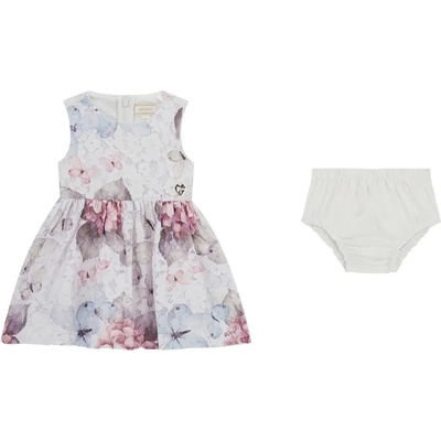 Guess Нежна официална разкроена рокля с цветя и пеперуди за бебе момиче Guess