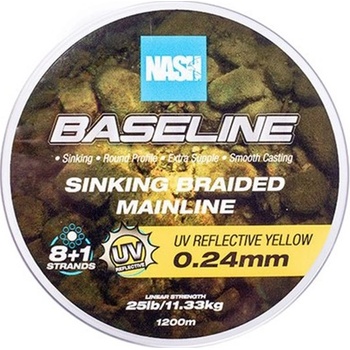 Nash Splietaná Šnúra Baseline Sinking Braid UV Yellow 1200 m 0,20 mm 9,07 kg