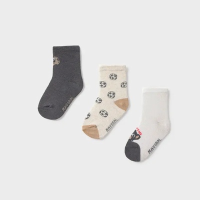 Mayoral Сет 3чифта чорапи в графит мотиви футболни топки за бебе момче Mayoral