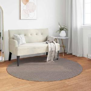 vidaXL Килим за вътрешно помещение LUGO Крем и Тауpe Ø 120 cm (42022697)