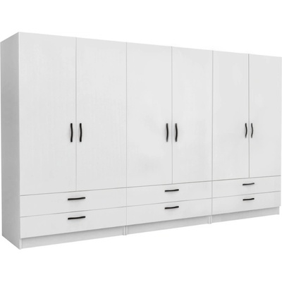 TopMebel Victoria six doors melamine wardrobe in white color 300x60x181см