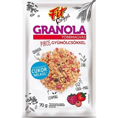Fit Granola viaczrnná s červeným ovocím bez pridaného cukru 70g