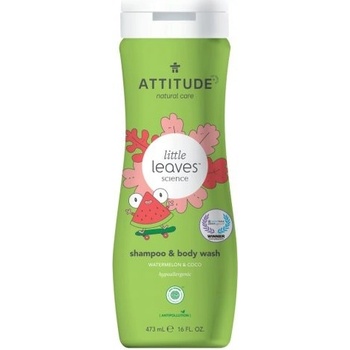 Attitude Detské telové mydlo a šampón 2v1 s vôňou Melónu a Kokosu Little leaves 473 ml